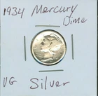 1934 Mercury Dime VG