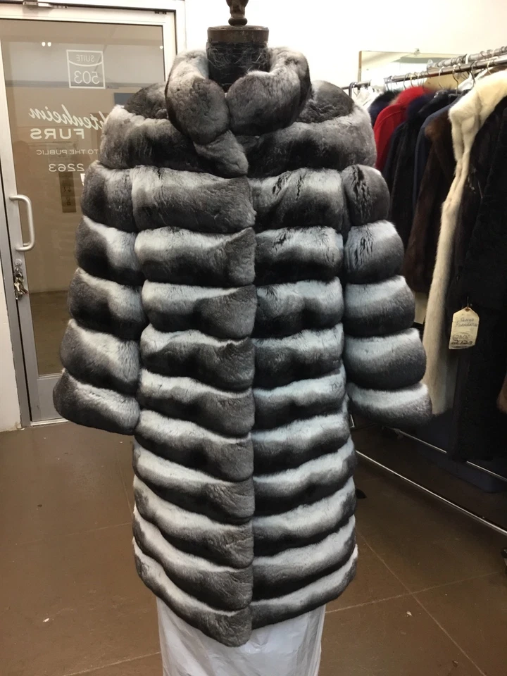 НАТУРАЛЬНЫЙ ИМПЕРАТРИЦЫ ШИНШИЛЛА ВЫСШЕГО КАЧЕСТВА 7/8 ПАЛЬТО SAKS CASIANI ДИЗАЙНЕР СОВЕРШЕННО НОВЫЙ - Изображение 2 из 4