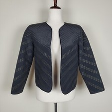 Black Jacket Womens 4 Gold Stitching Silk Vtg Satin Chevrons Lightweight Casual
