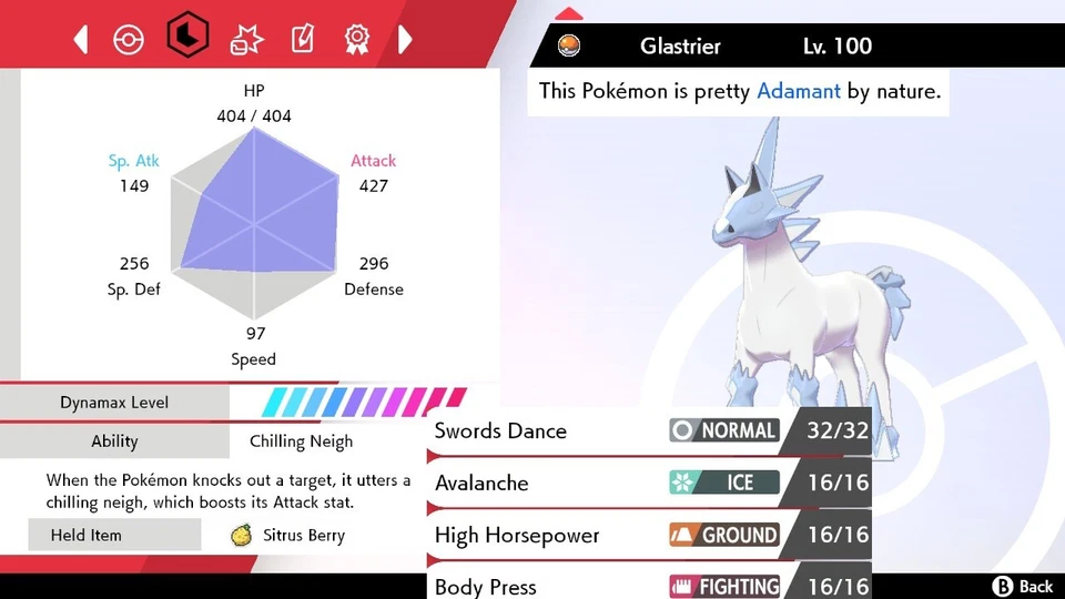 POKÉMON Pokemon Sword and Shield 6iv Glastrier - FAST DELIVERY!