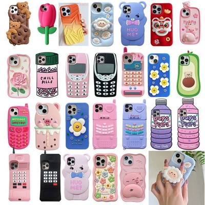 3D Cute Cartoon Silicone Phone Case For iPhone 17 Pro Max 16 15 14 13 12 11 Plus