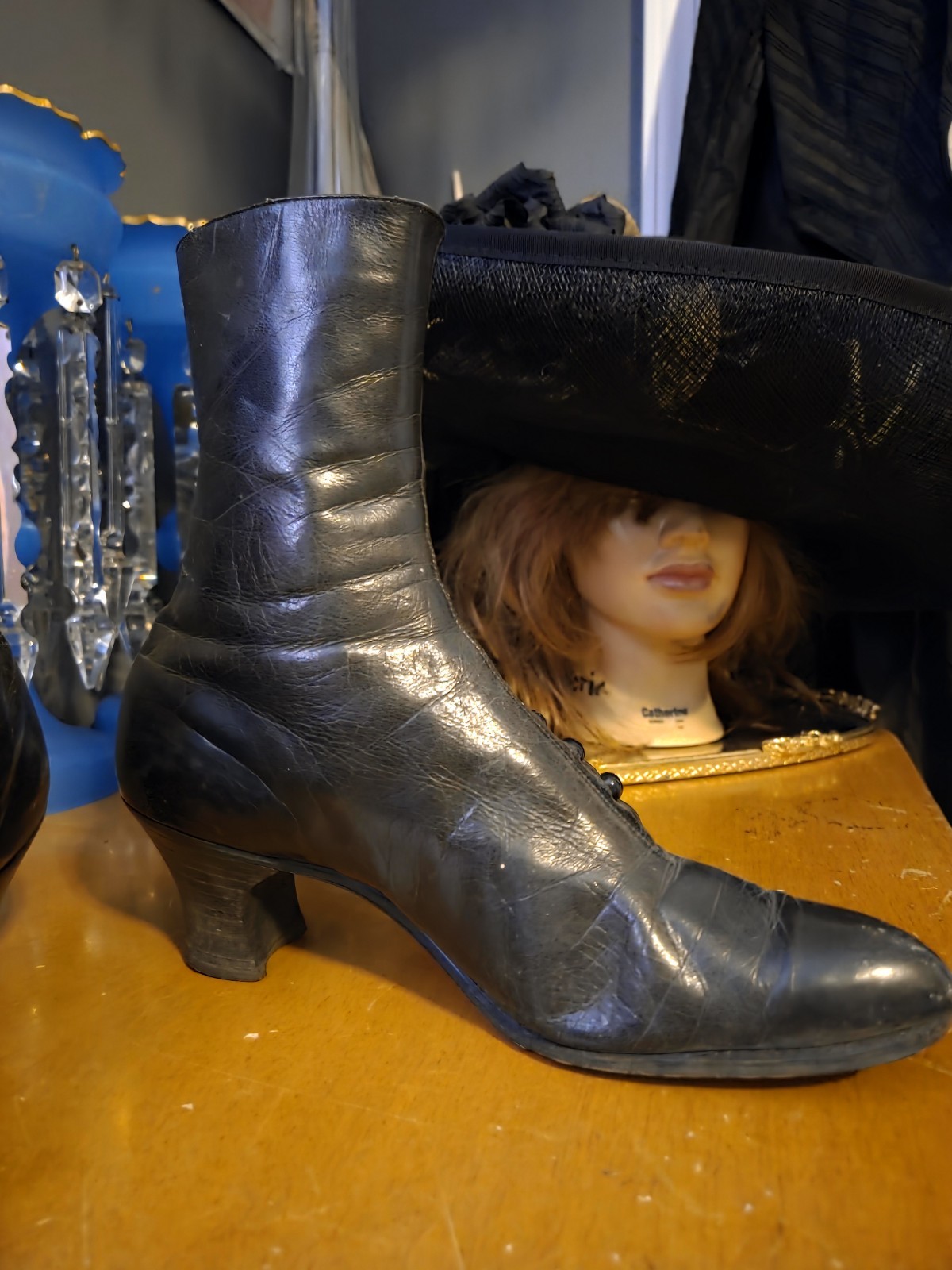 Black Edwardian Leather Button Boots - image 3