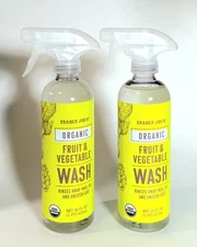 TRADER JOE'S ORGANIC FRUIT & VEGETABLE WASH RINSES AWAY WAX OIL DIRT  (Pack 2)