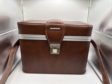 Vintage 1960s 1970s Brown Faux Leather Camera Carrying Case Bag Pre-Owned