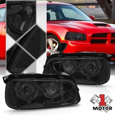 Smoke Tinted Headlight Clear Corner Signal Reflector for 06-10 Dodge Charger