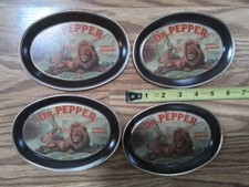 Dr. Pepper King Of Beverages Oval Tin Metal Tray 6”x4.5” Lot of four