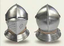 Medieval Close Helmet Knight Armor Steel Crusader Helmet LARP Cosplay...
