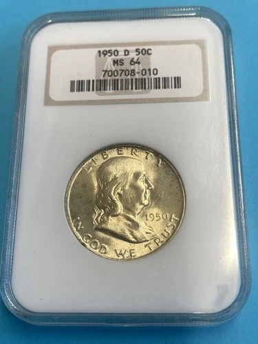 1950 D Franklin Half Dollar NGC MS64 Old Holder