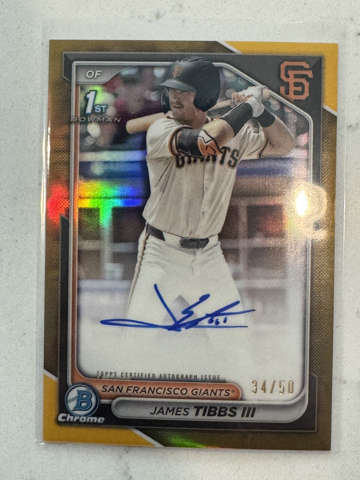 2024 Bowman Chrome Auto James Tibbs III Gold Refractor /50 #CPA-JT