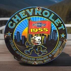Vintage 11 3/4” Chevrolet Porcelain Sales & Service Chevy Felix The Cat Sign