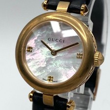 GUCCI 141.5 Diamantissima Shell Dial Watch Gold Diamond Quartz Swiss From Japan