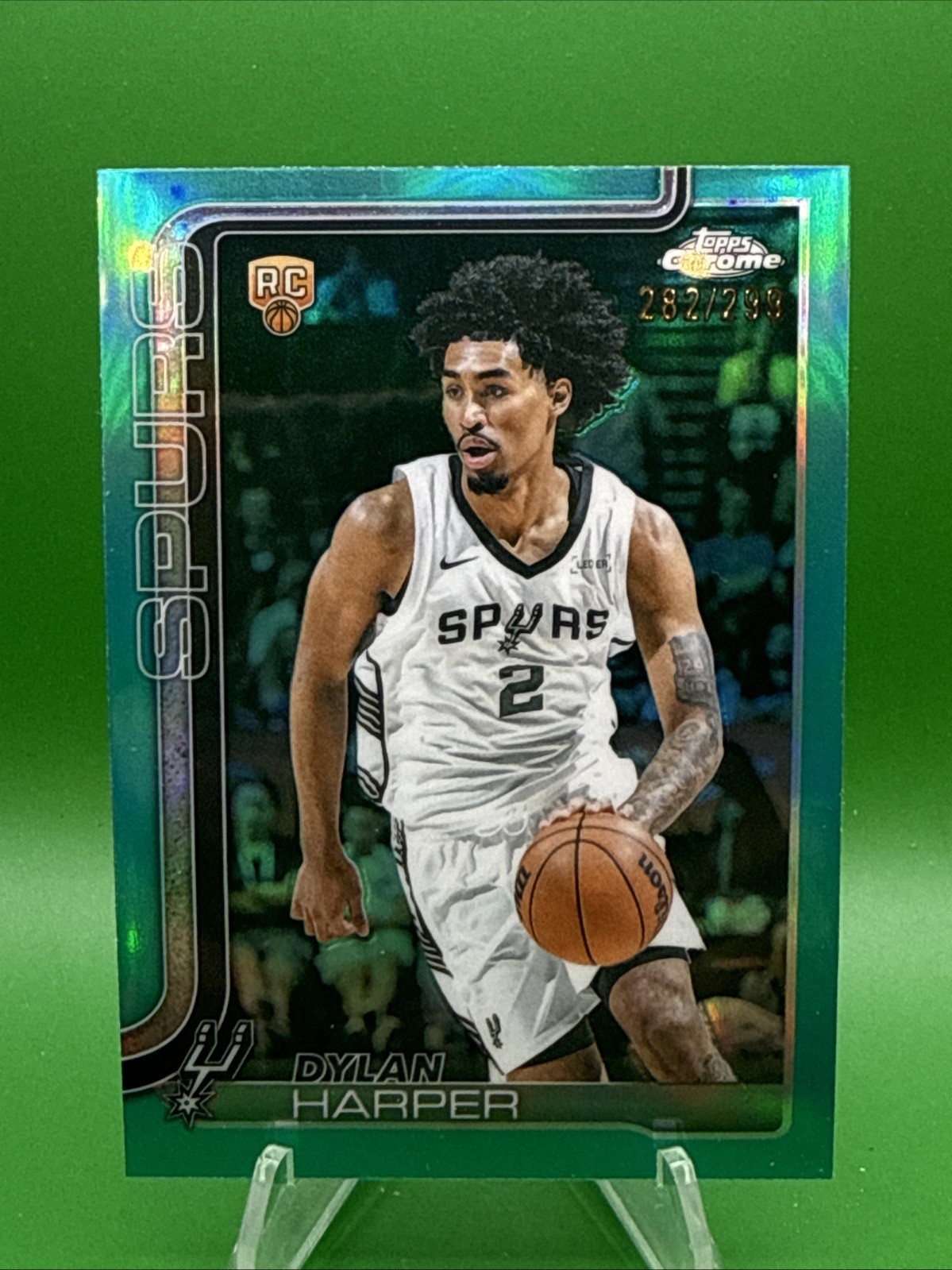 2025-26 Topps Chrome Dylan Harper Rookie RC #252 Teal Refractor 282/299 Spurs