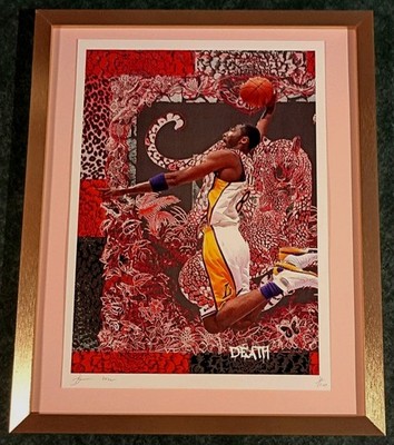 DEATH NYC ltd ed signed FRAMED street art print 45x32cm Kobe Bryant fashion dunk