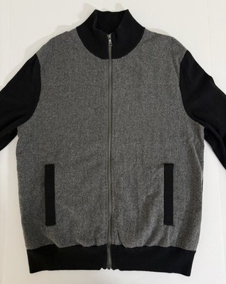 Banana Republic Luxe Collection Black Gray Full Zip Sweater Jacket Men s Medium