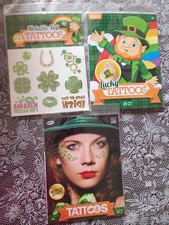 St Patrick's Day Savvi 54 Metallic Foil Tattoos For Kids And Adults 3-Pack Lot