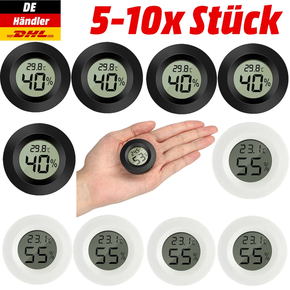 5x10x Digital Thermo-Hygrometer Thermometer Luftfeuchtigkeit Temperaturmessgerät - Bild 1 von 4