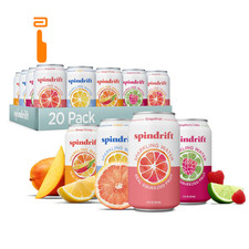 Spindrift Sparkling Water, 4 Flavor Variety Pack, Made 12 Fl Oz Pack of 20 