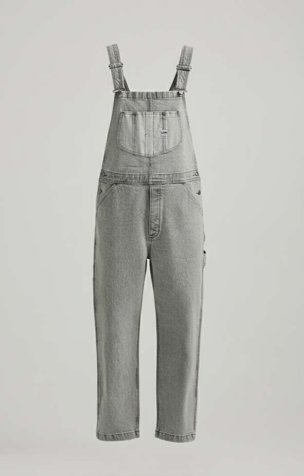 Lee Men's Paneled Bib Denim Overalls All Sizes Classic Design Grey