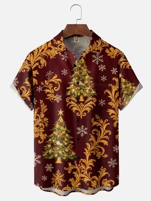 Christmas Tree Chest Pocket Casual Shirt