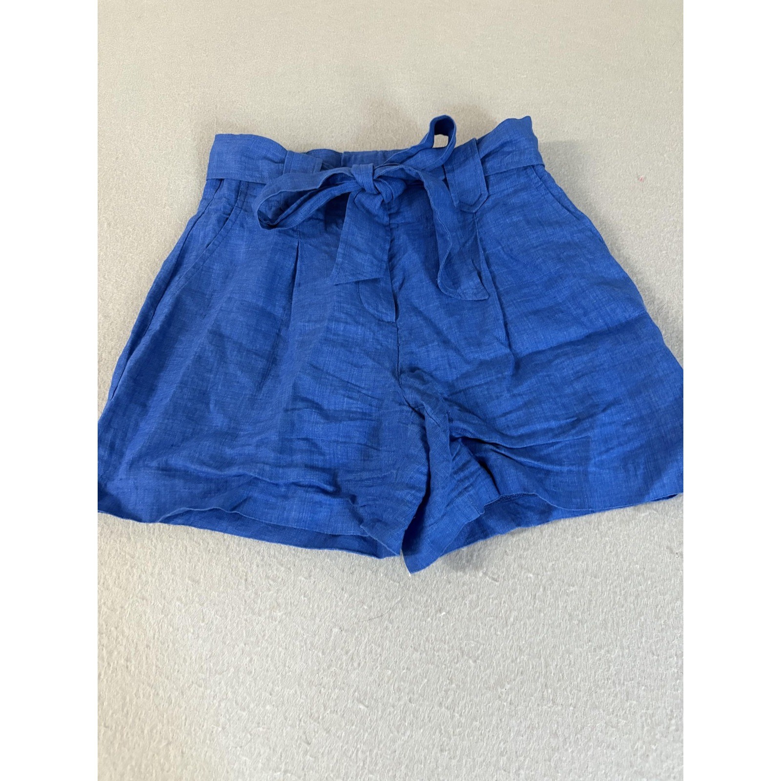 J McLaughlin Shorts Womens 0 Linen High Rise Tie Waist Pleated Casual Summer