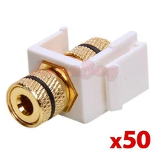 50PCS Banana Audio Keystone Jack Black Ring Speaker Cable Coupler for Wall Plate