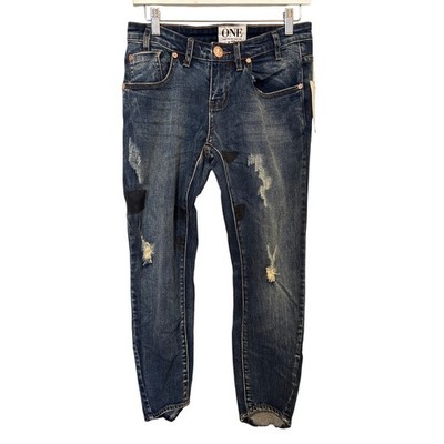 NWT One Teaspoon Größe 26 Blue Milk Freebird II Boyfriend Jeans Low Waist