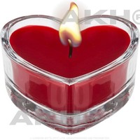 Large Wax Candles Love Heart Shaped Romantic Tea Lights 7.5 CM in Glass Jar Hold