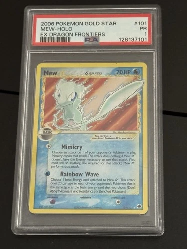 MEW GOLD STAR PSA 1 #101 EX DRAGON FRONTIERS - LOW POP! DELTA SPECIES WATER TYPE
