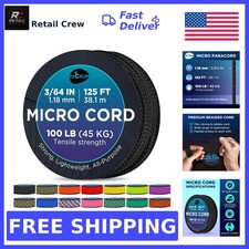Micro Paracord Rope 1.18 mm x 125 ft Thin Braided Cord for Crafting and DIY...