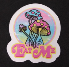 Bright Colorful Retro Psychedelic Mushroom Sticker 2.18" x 1.78" AH 