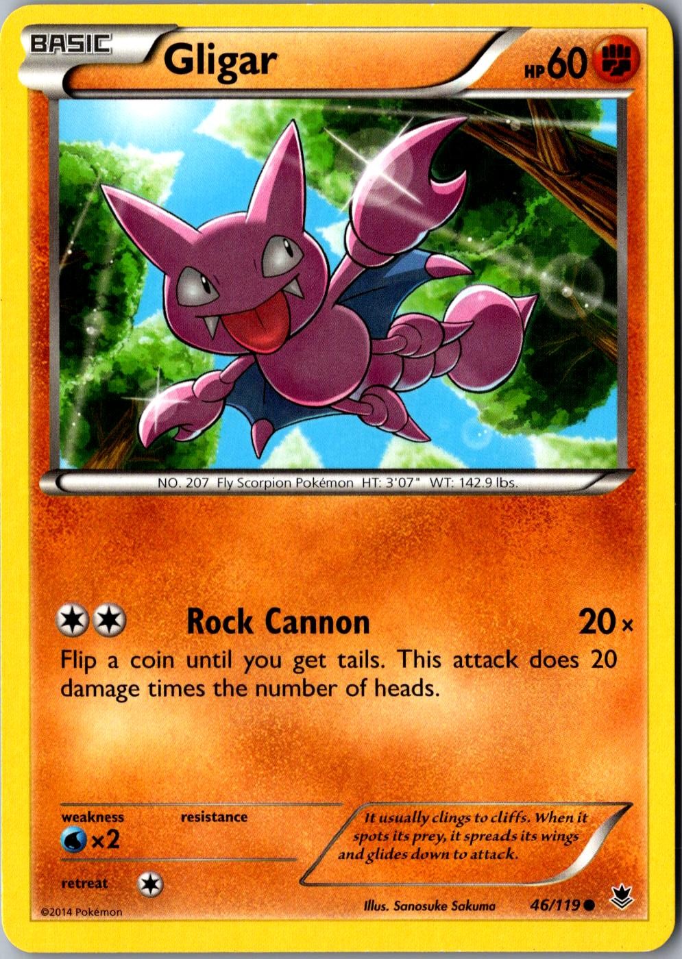 Gligar 46/119 Common XY Phantom Forces LP Pokemon Card