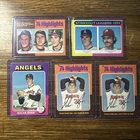 Topps 1975 Nolan Ryan 5 Card Lot Angels Base, K Leader, No Hit, Fans 300
