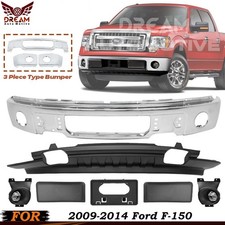 Front Bumper Chrome Steel Fog Lights Assembly Kit For 2009-2014 Ford F-150