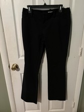 Merona Black Stretch Dress Pants Rayon Blend Straight Leg Flat Front Women