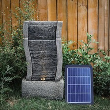 Solar Power Garden Water Fountain Outdoor Water Features Stone Statues Decor