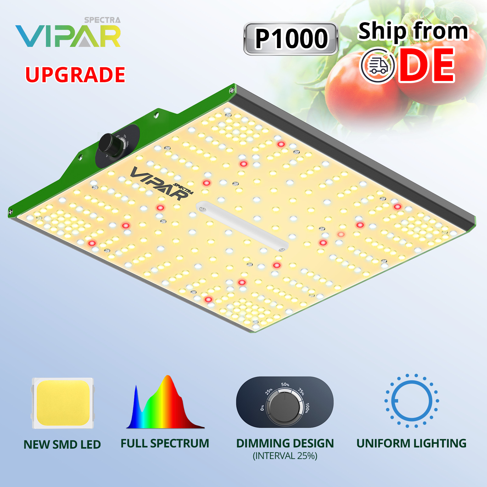 VIPARSPECTRA NEW P1000 LED Grow Light Vollspektrum Zimmerpflanzen pflanzenlampe