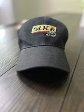 Vintage Swingster SLICK 50 Stitched Strap Back Racing Hat - Black & Gold Cap