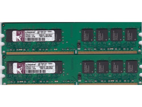 2GB 2x1GB PC2-5300 KINGSTON KPN424-ELG DDR2-667 DESKTOP RAM MEMORY KIT DIMM - Picture 3 of 5