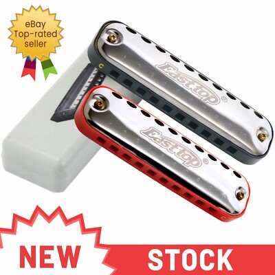 EASTTOP 2-Pack 10Hole Blues Harp Diatonic Harmonica Set Key of C Mouth Organ Lot