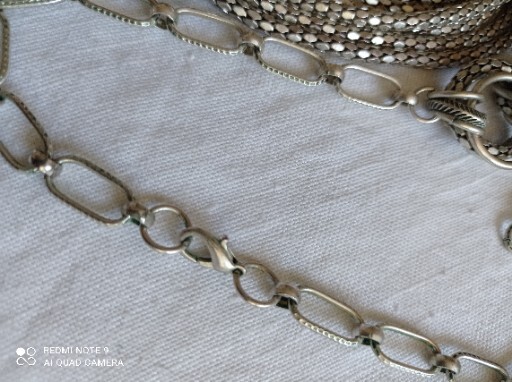 Retro Statement Silver Tone Mesh Multistrand Chun… - image 8