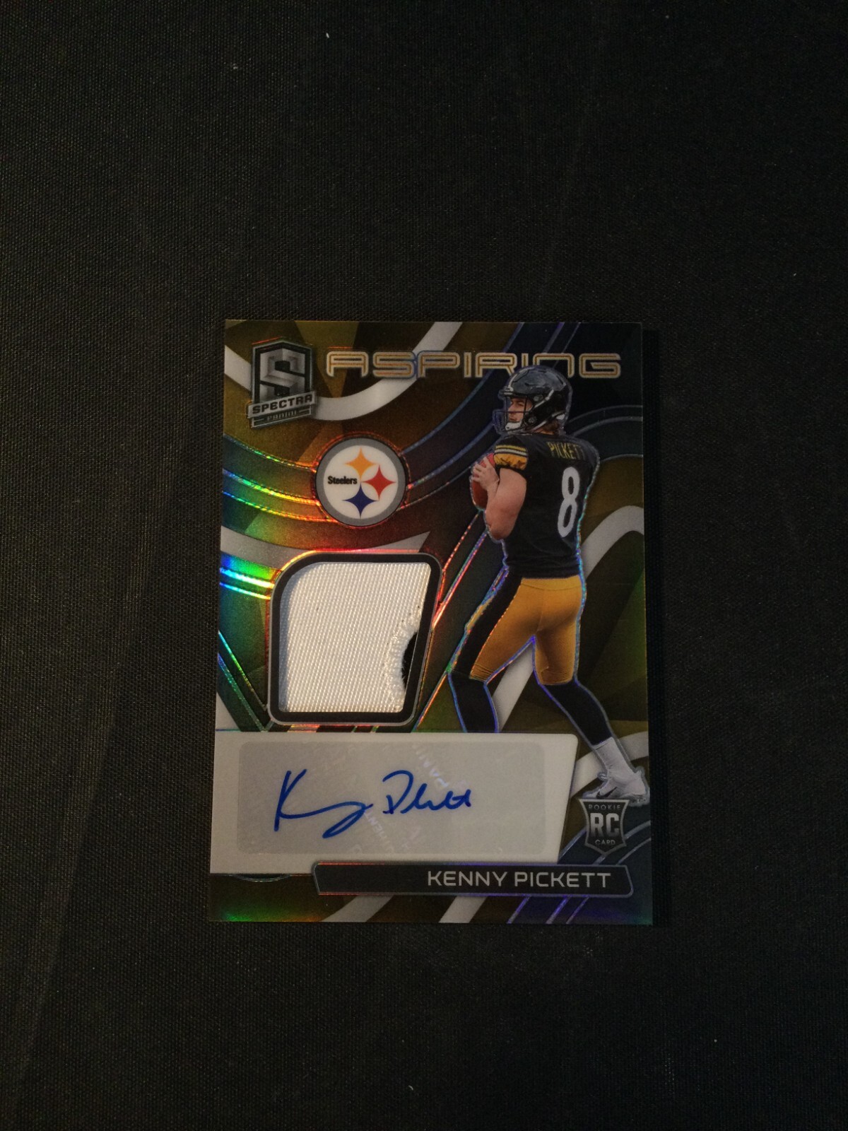 2022 Panini Spectra Aspiring Kenny Pickett Rookie Patch Auto /99 Silver Prizm