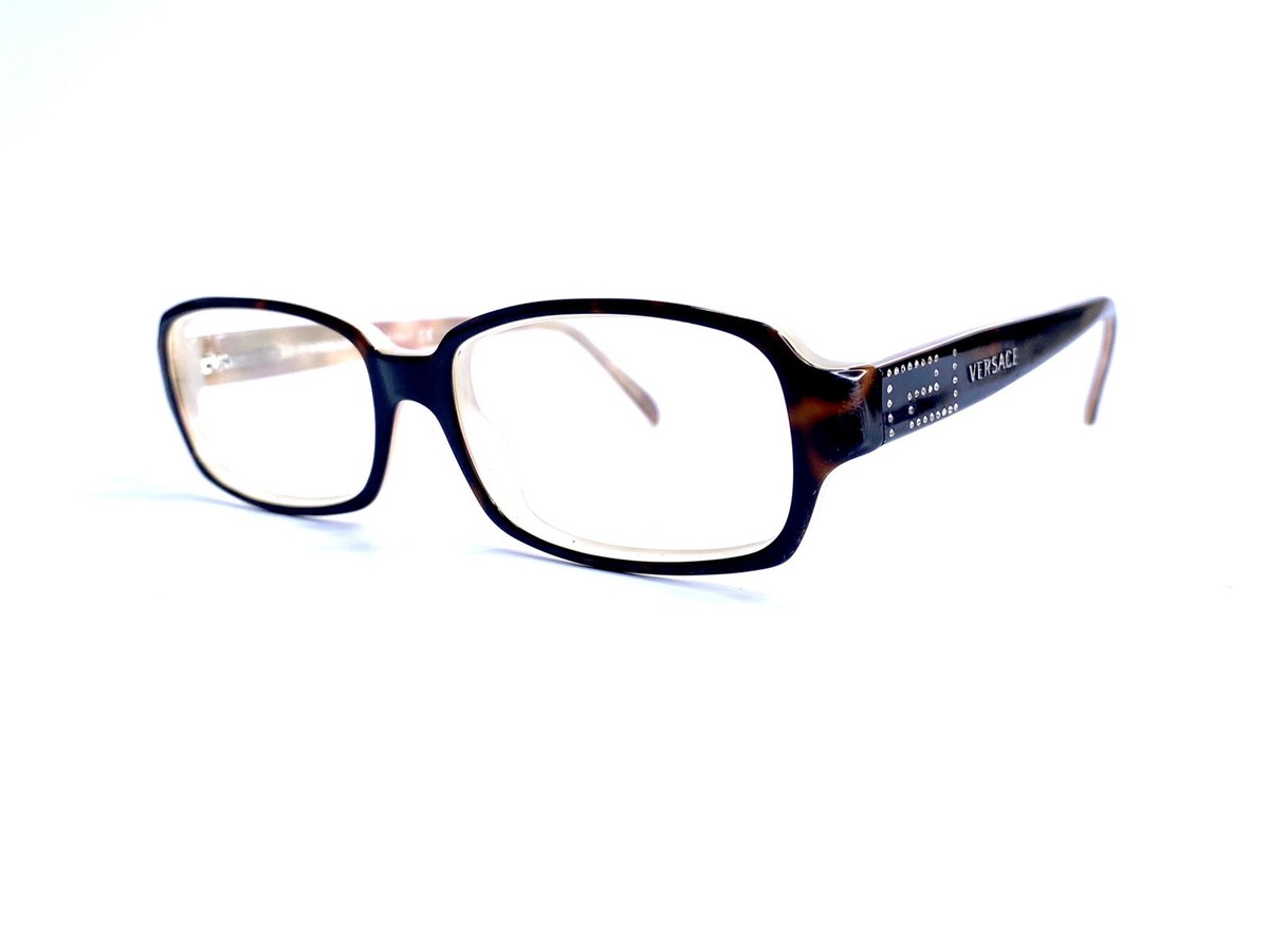 New Versace Brown Beige Tortoise Rhinestone Rectangular  display picture 2
