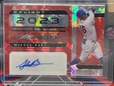 2022 Leaf Metal Draft Jesus Baez Flight 2023 Red Crystals Prism Auto 1/1 Mets