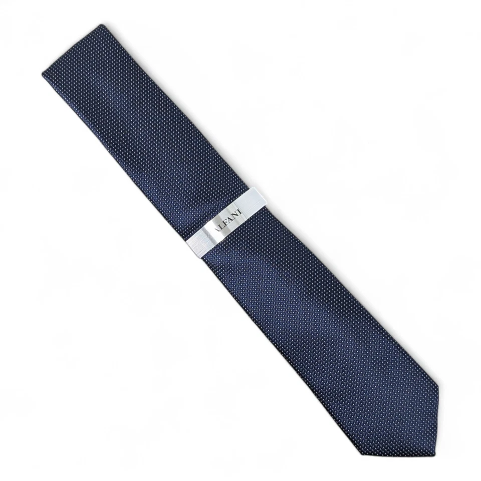 Corbata para hombre Alfani Sawyer texturizada lisa moderna delgada 2 3/4" azul marino $55 Foto 2 de 4