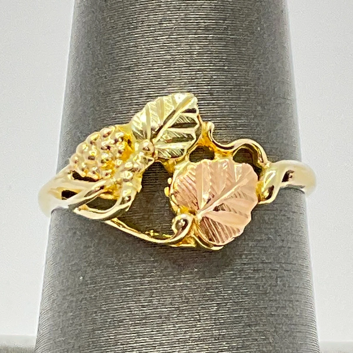 Tri color gold leaf ring discount