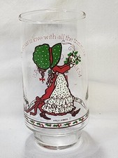 EUC CHRISTMAS Holly Hobbie with her Cat 16oz COKE coca cola Glass