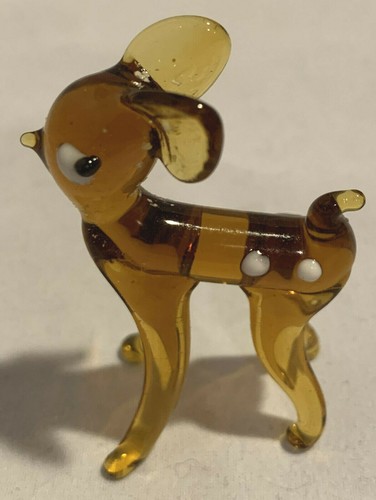 3 PIECE BLOWN GLASS MINIATURE AMBER DEER SET - Picture 7 of 8