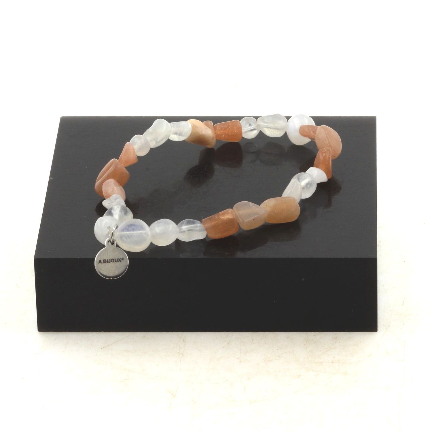 Bracelet pierre de soleil de Tanzanie perles naturelles pierre de lune Inde femme homme