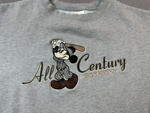 Walt Disney World Sweatshirt Men Extra Large All Century Baseball Grey Vintage - Picture 2 of 10