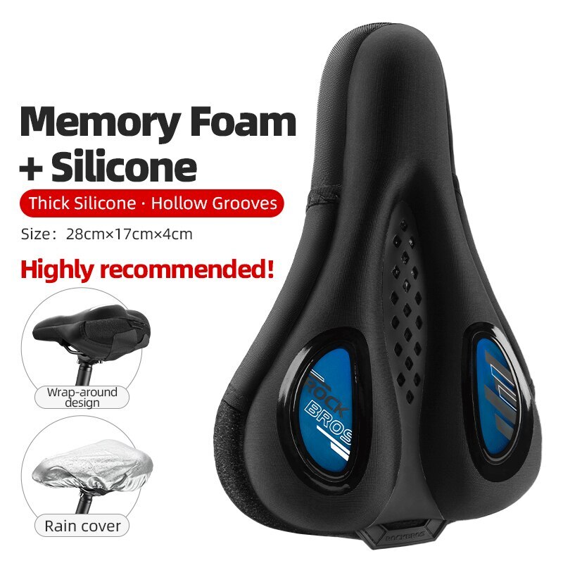 ROCKBROS Memory Foam Bike Saddle Cover Gel Soft Seat Cover Shockproof  Cushion